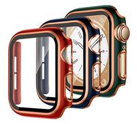 3 Pieces Case with Apple Watch SE 40mm 44mm iWatch Series 6 5 4 Tempered Glass Screen Protector, iWatch Case Hard PC Protective Case for Apple Watch Series 8 7 41mm 1 .772 in