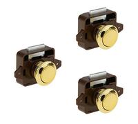 3 Pieces Catch Lock Cupboard Door Knob with Gold Push Button for Campervan Caravan