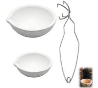 3 Pieces Ceramic Crucible Kit,Furnace for Melting Metal,Small Melting Crucible Bowl Dish Set,Quartz Plate Whip Tongs Handle,Melting Kit Melting Pot Jewelry Casting Tools,DIY Crafts and Lab Experiments