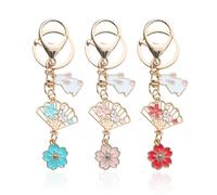 3 Pieces Cherry Blossom Fan-Shaped Keychains, Bag Decoration Pendants, Car Keychains, Women's Keychains, Cute Keychains