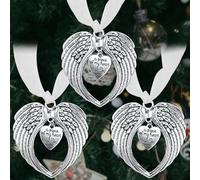 3 Pieces Christmas Angel Wings Memorial Ornaments “A Piece of My Heart is In Heaven” Angel Wing Pendants Christmas Tree Ornaments Xmas Party Decorations