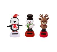3 Pieces Christmas Snowman Penguins Elk Solar Power Dancing Figures, Solar Powered Dancing Toys for Car Dashboard, Cute Shaking Head Car Ornaments for Dashboard Desk Home Decoration, Gift for Driver