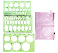 3 Pieces Circle Template Stencil Set Drawing Ruler Aid Measuring Tool Plastic Circle Oval Templates Measuring Templates Ruler Digital Drafting Stencil Symbols Shape for Artist Design Green