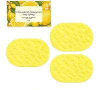 3 Pieces Citronella Lemongrass Soap Sponge, Reusable Peeling Bath Sponge, Wash Sponges for Showering, Gentle Peeling Bathing Tool for Bathroom Travelers Hotel Spa Users Men Women Family Home