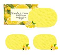 3 Pieces Citronella & Lemongrass Soap Sponge,Reusable Showering Peeling Scrubber Gentle Skin Cleansing for Face & Body,Deep Cleansing