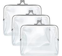 3 Pieces Clear Coin Purse Small Clear Wallet for Women Transparent Change Purse Kiss Lock Plastic PVC Coin Wallet, Silver, shown as the pictures
