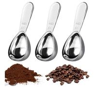 3 Pieces Coffee Bean Measuring Spoon, 9.5 x 4 cm Stainless Steel Coffee Scoop with Short Handles, 15ml Coffee Measuring Spoon for Tea, Sugar, Flour, Nutritional Supplements, Spices, Vanilla(Silver)