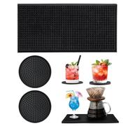 3 Pieces Coffee Machine Mat, Non-Slip Silicone Mat, Cocktail Mat, Barista Accessories, Versatile Mat for Kitchen, Bar Counter, Desk Coaster