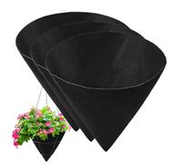 3 Pieces Cone Shaped Planter Liner, 16 Inch Fabric Hanging Plant Liners, Non-Woven Planter L-iners, Hanging Baskets Inserts for Garden, L-iners for Outdoor Plants Backyard Farm Driveway