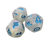 3 Pieces Constellation Dices Astrology Dice for KTV Board Game Role Playing Game white and blue 1.4 cm
