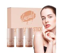 3 Pieces Contour Highlighter Blush Sticks Liquid Blush Multi Stick Face Makeup Set Bronzer Stick Waterproof Long Lasting Smooth Lightweight Cream Blusher for Oily, Dry, Combination Skin Types