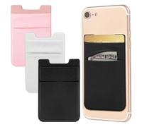 3 Pieces Credit Card Holder for Mobile Phone, Elastic Paper Sleeves, Adhesive Mobile Phone Card Holder, Adhesive Pocket for Cards Badges Self-Adhesive Pocket for Cover
