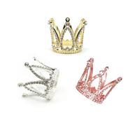 3 Pieces Crown Cake Topper, Princess Little Crown Heart shaped Diamond Alloy Pink Silver Crown, Mini Crown Children's Birthday Cake Baking Decoration Paper Cup Cake Decoration