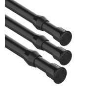 3 Pieces Curtain Pole for Curtains, Tension Rod without Drilling, Telescopic Rod for Clamping, Spring Curtain Rod for Kitchens Bedrooms Bathrooms - Black, 97-130CM (Diameter 13mm)