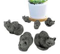 3 Pieces Cute Animal Shaped Pots Feet Set, Cat Mice Bunny Squirrel Pot Feet, Decorative Plant Risers for Pots, Pot Feet for Planter Pots, Resin Animals Pot Feet