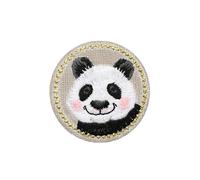 3 Pieces Cute Cat Panda Rabbit Patch Iron Emblem Embroidery 4.3 * 4.3CM for Clothes Jeans Jackets(Round Panda)