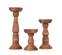 3 Pieces Decorative Wooden Candlestick, Walnut | Turned Wood, Rustic, for Weddings, home stylists, Wedding Planners