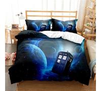 3 Pieces Doctor Who Kids Duvet Cover, Print Bedding Set with Zipper Closure,white Reversible Children Quilt Cover (200x200cm(Double),DW 04)
