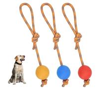 3 Pieces Dog Ball on Rope, 5/30 cm Ball on a Rope for Dogs Interactive Training Toy Elastic Solid Rubber Dogs Balls Chew and Tug Toy for Small Medium Large Pet Fetching Catching Throwing and Tugging