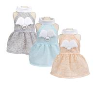 3 Pieces Dog Dresses Puppy Luxury Princess Angel Pure Wings Clothes Wedding Evening Dress Summer Skirt Doggie Dress for Small Dog Girl L