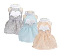 3 Pieces Dog Dresses Puppy Luxury Princess Angel Pure Wings Clothes Wedding Evening Dress Summer Skirt Doggie Dress for Small Dog Girl S