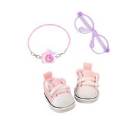 3 Pieces Doll Clothes Set Accessories, Mini Doll Canvas Sneakers Glasses Camera Decoration for 17cm Dolls, Mini Finger Shoes, Cute Outfit Clothing Accessory for 1st/2nd/3rd Gen Monsters Doll