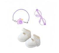 3 Pieces Doll Clothes Set Accessories, Mini Doll Lace-Up Shoes Glasses Camera Decoration for 17cm Dolls, Mini Finger Shoes, Cute Outfit Clothing Accessory for 1st/2nd/3rd Gen Monsters Doll