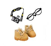 3 Pieces Doll Clothes Set Accessories, Mini Doll Martin Boots Glasses Camera Decoration for 17cm Dolls, Mini Finger Shoes, Cute Outfit Clothing Accessory for 1st/2nd/3rd Gen Monsters Doll