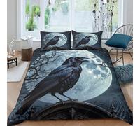 3 Pieces Duvet Cover Set Single Animal Crow - Soft Brushed Microfibre 1 Quilt Cover With 2 Pillowcase - Hypoallergenic Printed Bedding Set 90X190 Cm - Comfortable Fabric For Easy Care-66497274611
