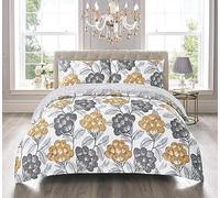 3 Pieces Duvet Cover Set With Pillowcase Cotton Rich Floral Print Bedding Set Quilt Case (Bloom Ochre, King)