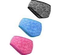 3 Pieces Ear Warmer Headband Full Cover Ear Muffs Headband Sports Headband for Outdoor Use Sports Fitness (Grey, Sky Blue, Rose Red)