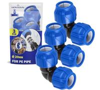 3 Pieces Elbow Adapter Ø 20 mm with 90° Angle Made of Polypropylene PP for Connecting Polyethylene PE Pipes - MONTERAL