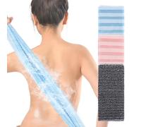 3 Pieces Exfoliating Washcloth Japanese Body Back Scrubber Korean Exfoliating Luffah Towel Beauty Shower Loofah Luffa Sponge Cleaner Scrub Wash Cloth for Men Women Dead Skin Remove (Black+Pink+Blue)