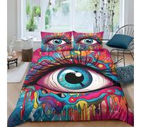 3 Pieces Extra Large Eyes Bedding Sets Kids Quilt Cover 3D Effect Print Art Patterns Comforter Cover Microfiber Duvet Cover with Pillowcases Bed Sets with Hidden Zipper,King（220x240cm）