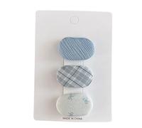 3 pieces, fabric hair clips, colorful sweet and cute handmade mini hair clips blue