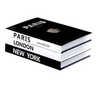 3 Pieces Fashion Decorative Book, Hardcover Modern Decorative Books, Stacked Decorations Decor Books for Home Decor Bookshelf Coffee Table Display Shelves Living Room (New York/Paris/London) (Style 1)
