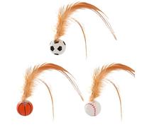 3 Pieces Feather Bouncy Ball Cat Toy, Bouncy Ball With Tail Cat Toy, Bouncy Tails Cat Toy, Cat Entertainment Bouncy Ball Toy, Interactive Cats Soft Kitten Toys, For Cats Indoor And Outdoor Play