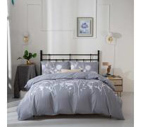 3 Pieces Floral Pattern Bedding Comforter Sets - Comforter Set With 2 Pillow Sham, Grey, Double