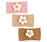 3 Pieces Flower Headbands, Stretchy Girl Headbands, Baby Girl Headwear, Baby Girl Decorative Headbands, Cotton Headbands