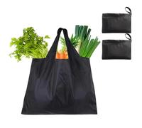 3 Pieces Foldable Shopping Tote Bag,50 x 40 cm Black Reusable Shopping Bag