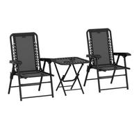 3 Pieces Folding Garden Bistro Set With Cup Holders, Black
