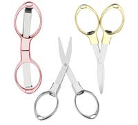 3 Pieces Folding Scissors, Portable Travel Scissor, Stainless Steel Retractable Small Scissors Portable Telescopic Cutter for Home, Office, Travel, Craft, Fishing, Sewing (Rose Gold, Gold, Silver)