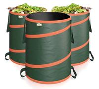 GARDEBRUK 3x Pop Up Garden Waste Bag | Set Gardening Tonne | Waterproof | Weed Bin | Large Dumpy Rubble Sack | Heavy Duty | Tear-Resistant | Leaf | with Handles | Bulk (85 L)