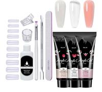 3 Pieces Gel and Nail Extension Kit, Gel Nail Kit, Versatile Provides, with Base Coat and Coat for a Lasting Effect, Multiple Uses, with Pink, Nude for