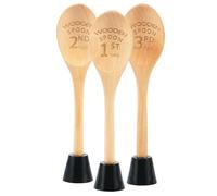 3 Pieces Golden Spoon Award Trophies Set with Base, 1st 2nd 3rd Place Spoon Award, Funny Chili Cook Off Prizes Personalized Cooking Trophy
