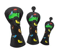 3 Pieces Golf Club Headcover PU Leather Golf Head Covers Driver Protection with Interchangeable Number Tag Waterproof Long Suitable, No 1 3 UT