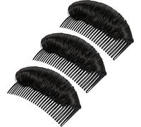 3 Pieces Hair Bun Invisible False Hair Clip, Hair Base Bump Fluffy Hair Pad Styling Insert Tool Volume Fluffy Princess Styling Increased Hair Pad for Women Girls (Black)