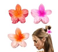 3 Pieces Hair Clips Flower Claw Clips Large Non-Slip Clips for Women, Hawaiian Hair Clips Plumeria, Elegant Non-Slip Plastic Flower Hair Clips