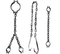3 Pieces Halloween Chain Props Fake Chains Large Plastic Body Chest Chain Prisoner Wrist Shackles Chain Double Hook Prank Props for Halloween Role Play Costume Party Decorations