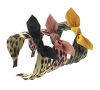 3 Pieces Headbands for Women Boho Wrap Tie Fashion Hair Bands Elastic Twist Scarf Pretty Bow Tie Wide Alice Hair Bands for Women UK and Girls (LeopardBowDE)